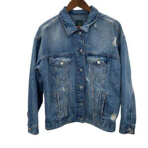 Wild Fable Medium Denim Jean Jacket Distressing